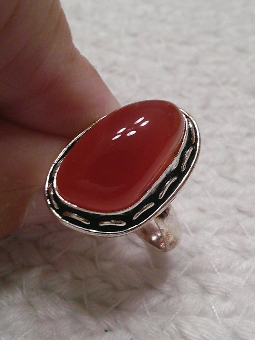 Beautiful CARNELIAN Handmade Sterling 925 Ring Size 9.5 #46F